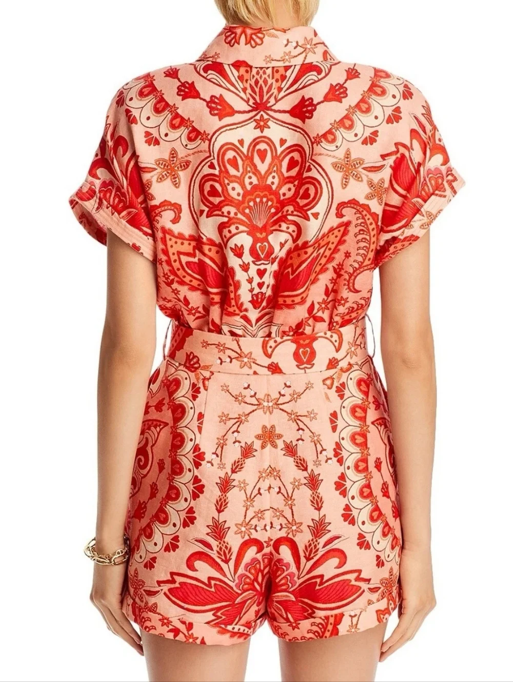 FARM Rio 100% Linen Jaipur Floral Paisley  Romper - Picture 4 of 14